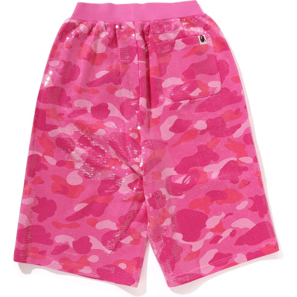 COLOR CAMO APE HEAD SEQUIN SWEAT SHORTS LADIES